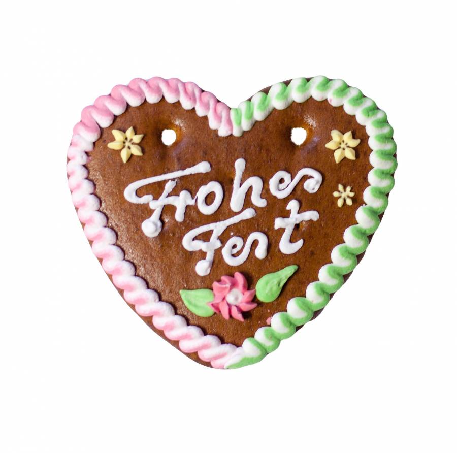 Lebkuchen Weihnachtsherz Frohes Fest 14 cm, Karton 70 Stück