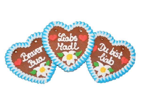 Wiesn Lebkuchenherzen Spruch bayrisch,20 stück im Karton 