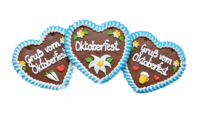 Wiesn Lebkuchenherzen Spruch  Gruss vom Oktoberfest, 20 Stück im Karton 