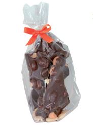 150 Gramm Bruchschokolade geröstete blanchierte Mandeln Zartbitterschokolade
