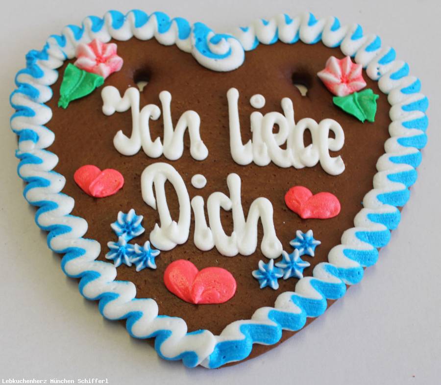 Lebkuchenherzen Spruch Ich lieb Dich ,blau/weiss 23 cm