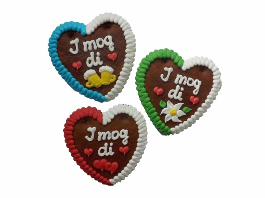 1 Wiesn Lebkuchenherz mit Spruch  „I mog di“ ,13 x 14 cm, Oktoberfest  