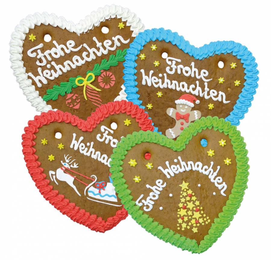 Lebkuchen Herz  mit Weihnachtsmann,Nikolaus  24  cm im Karton 20 Stück 
