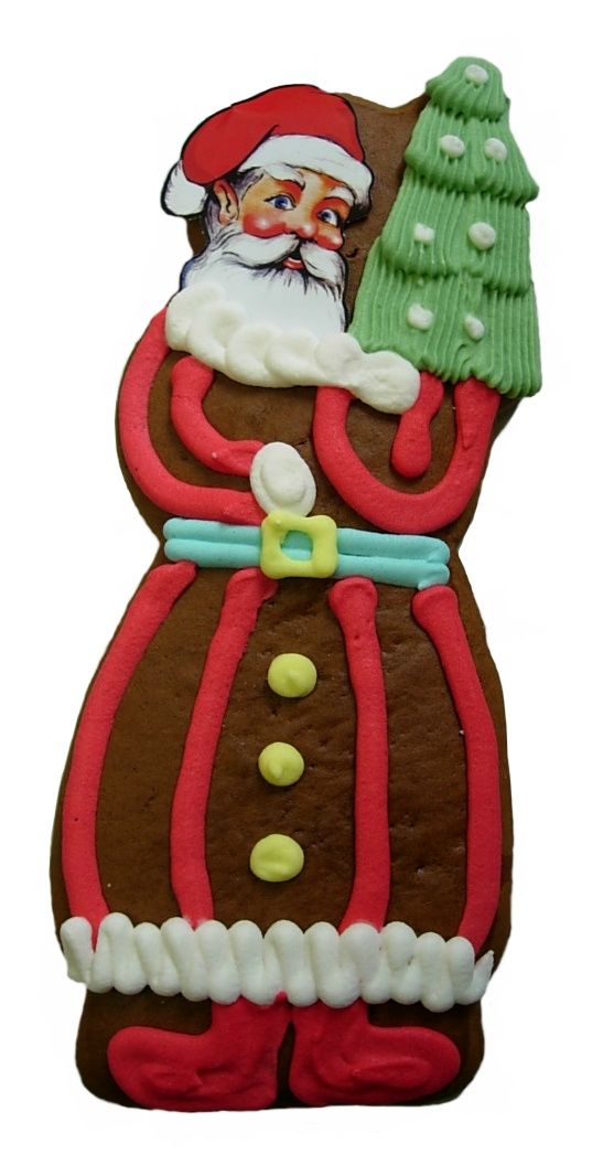 Lebkuchen Weihnachtsmann mit Tannenbaum