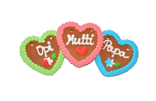 Lebkuchenherzen Herz Familie „Opa, Mutti, Papi, Omi, 10 cm  