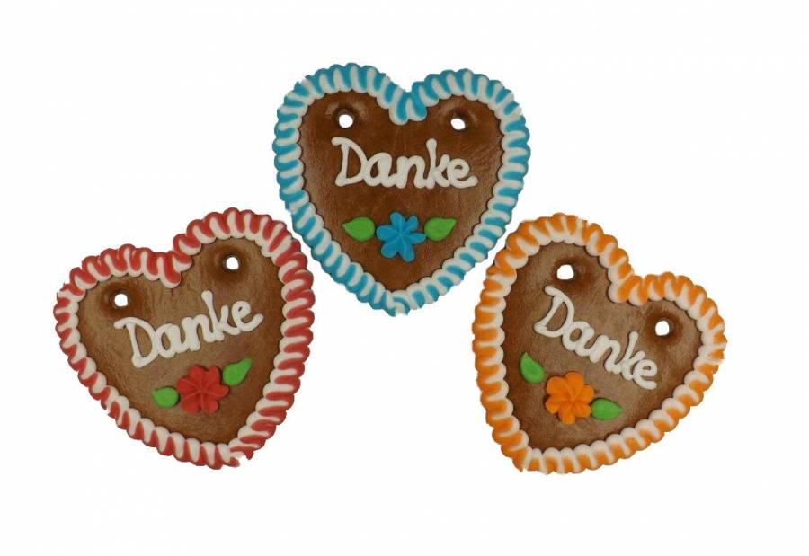 Lebkuchenherzen  Spruch Danke 10 cm  Stück  im Karton