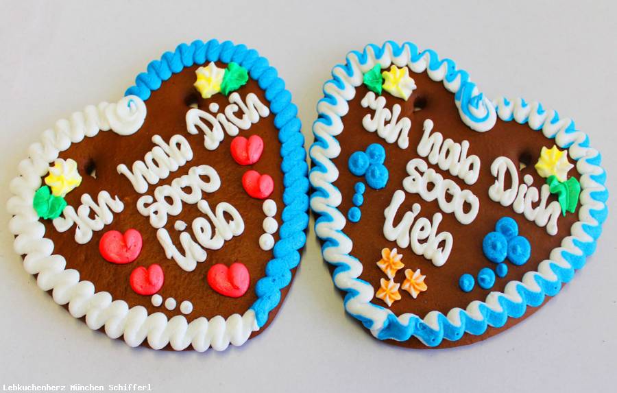 Lebkuchenherzen Spruch Ich hab Dich sooo lieb ,blau/weiss