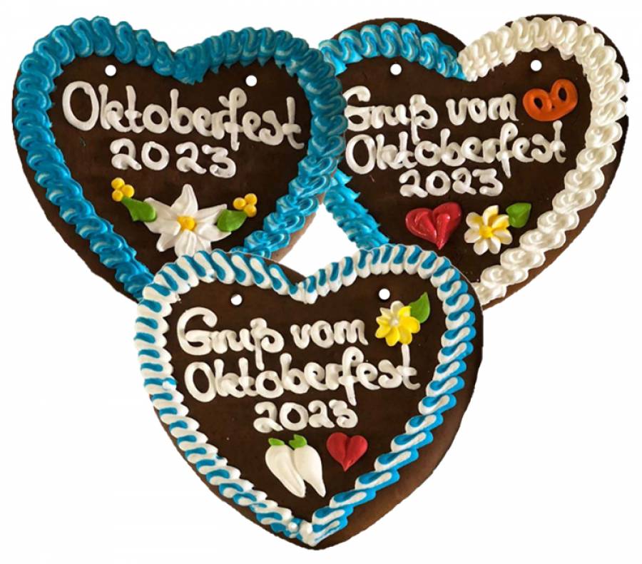 Lebkuchenherzen Spruch  Oktoberfest 2024 ,20 Stück im Karton  