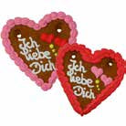 Wiesn Lebkuchenherzen 13 x 14 cm Liebes Herz, Ich liebe Dich, 65 Stück im Karton 