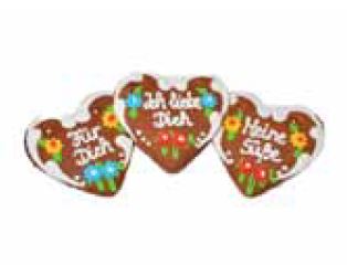 Wiesn Lebkuchenherzen  Spruch mit nostalgie Rand ,60 Stück im Karton 