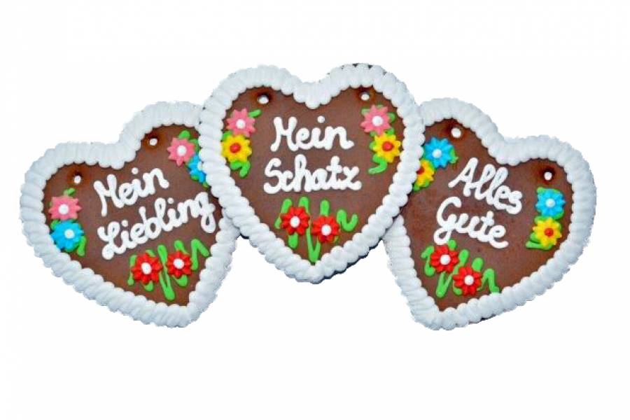Wiesn Lebkuchenherzen Sprüche herzlich sortiert,20 Stück im Karton 