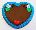 Blau-weißes Lebkuchenherz mit 13 cm, personalisierte Tischkarte, von Lebkuchenherzen-bestellen, mit individuellem Text.