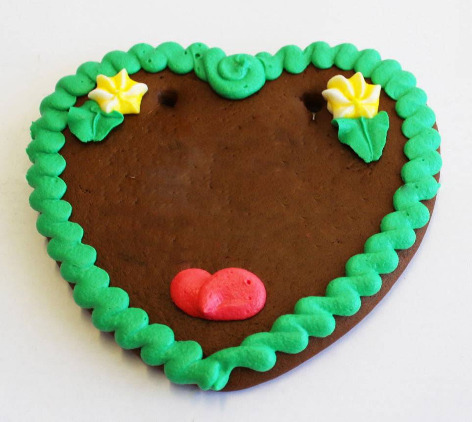 Blau-weißes Lebkuchenherz mit individueller Tischkarte, 13 cm, von Lebkuchenherzen-bestellen, dekorativ und personalisiert.