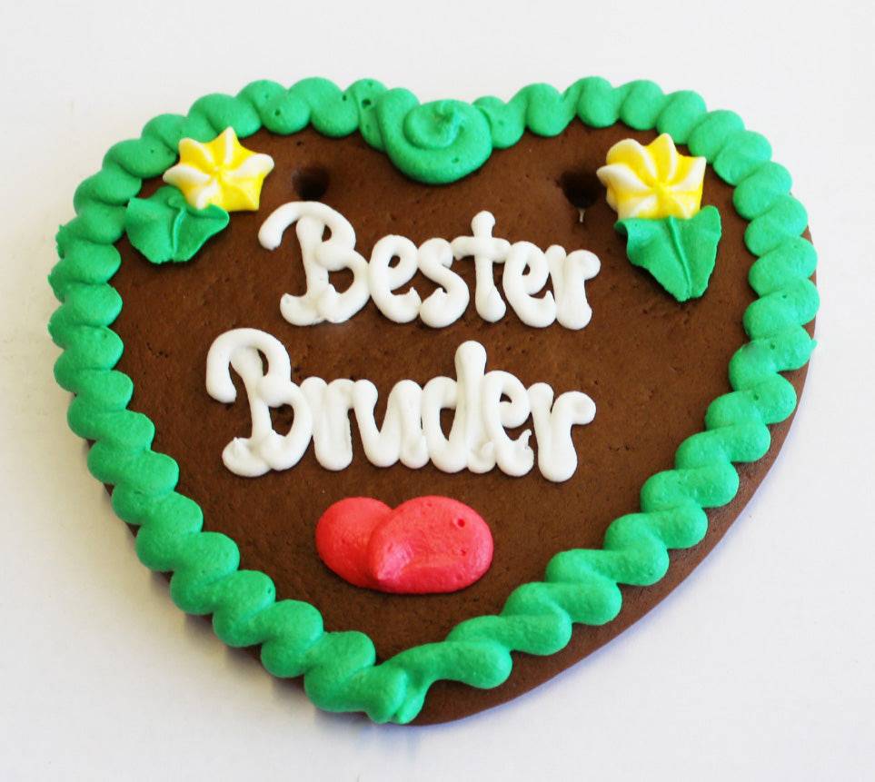 Blau-weißes Lebkuchenherz von Lebkuchenherzen-Fabrik als Platz- oder Tischkarte mit individuellem Wunschtext, ca. 17 cm groß